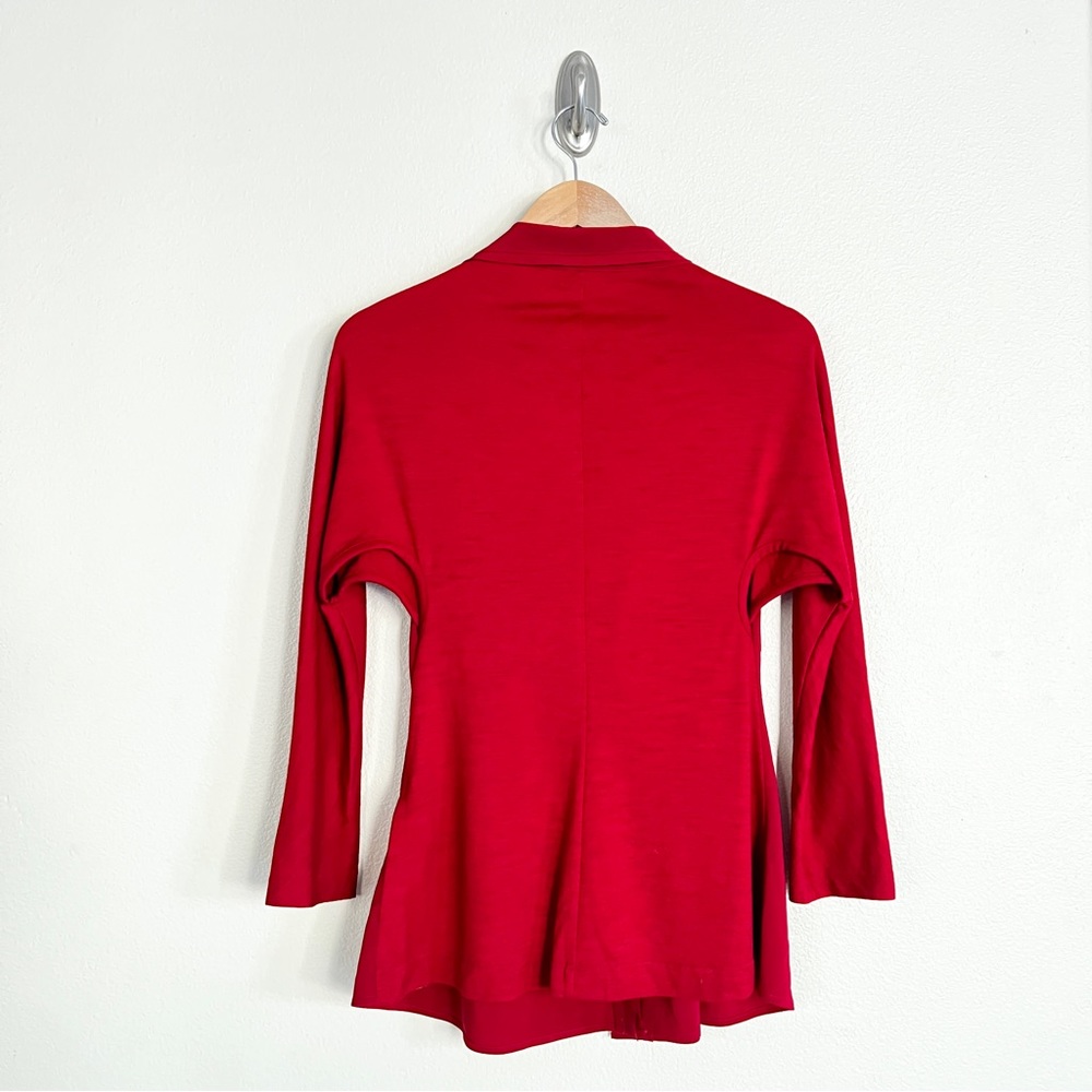 Y’S YOHJI YAMAMOTO Roll Collar Combi Blouse Shirt in Red - Picture 11 of 15